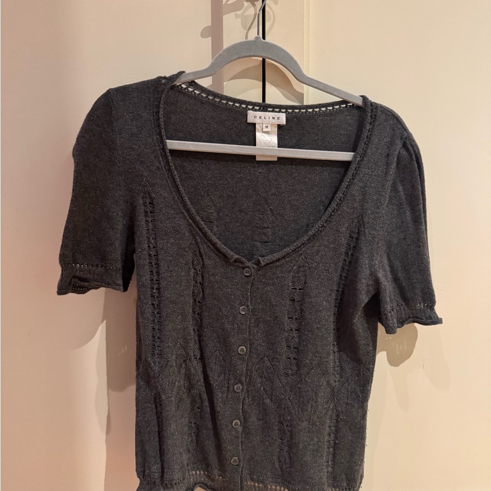 Celine knit button-up top